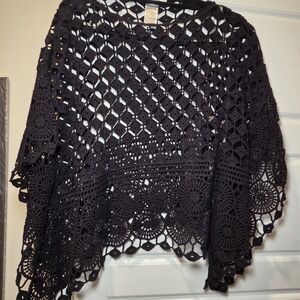 Chico's Black Crochet Poncho